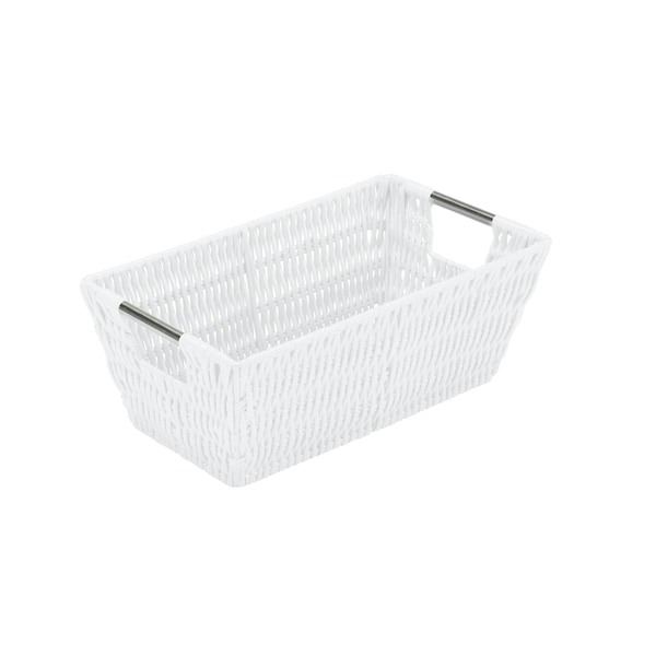 Simplify Small Shelf Storage Rattan Tote Basket in White 25454-WHITE - main